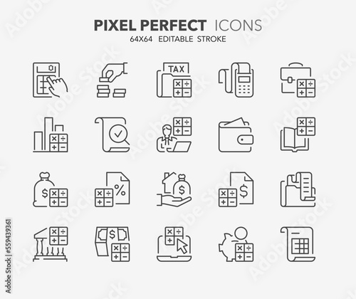 accounting thin line icons