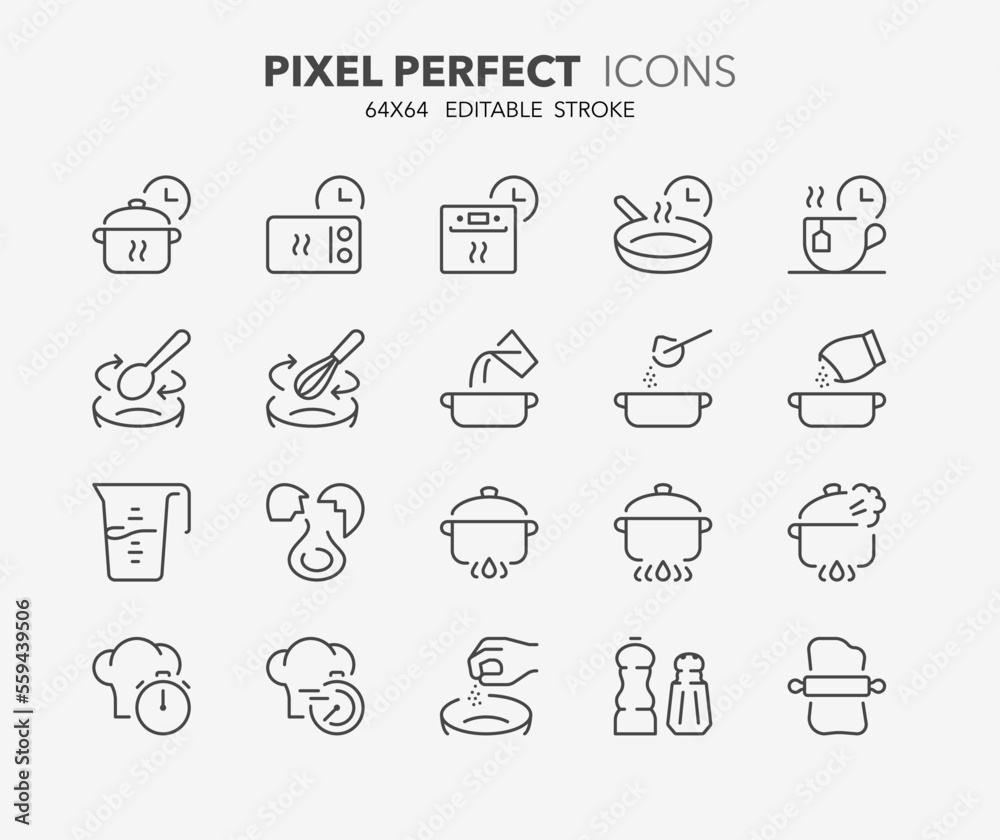 cooking thin line icons