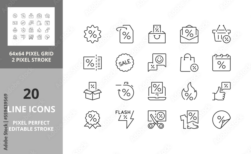 discounts offers 64px and 256px editable vector set