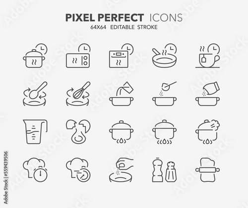 cooking thin line icons