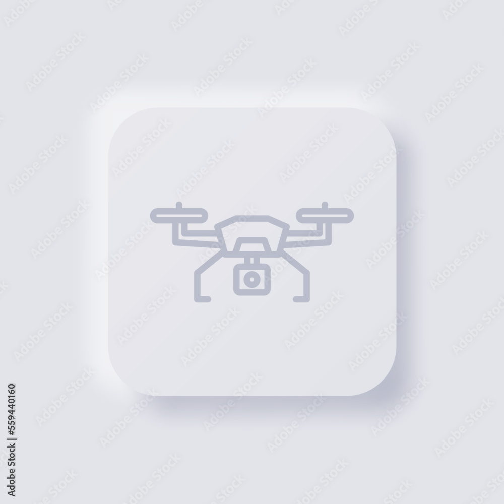 Drone icon, White Neumorphism soft UI Design for Web design, Application UI and more, Button, Vector. Drone icon, White Neumorphism soft UI Design for Web design, Application UI and more, Button, Vector.