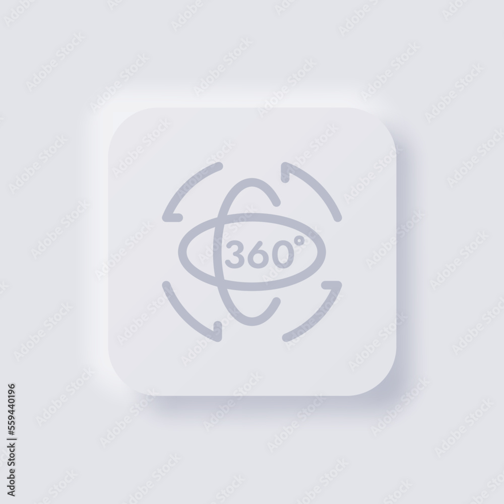 Rotating 360 degrees, icon, White Neumorphism soft UI Design for Web design, Application UI and more, Button, Vector. Rotating 360 degrees, icon, White Neumorphism soft UI Design for Web design, Application UI and more, Button, Vector.