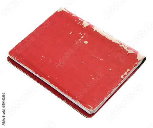 Old red cover book isolated with clipping path for mockup