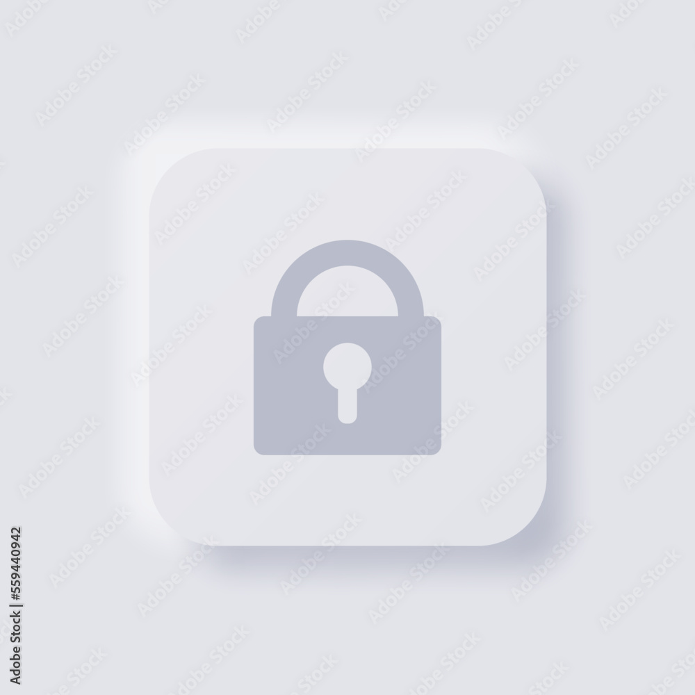 Padlock Icon, White Neumorphism soft UI Design for Web design, Application UI and more, Button, Vector. Padlock Icon, White Neumorphism soft UI Design for Web design, Application UI and more, Button, Vector.