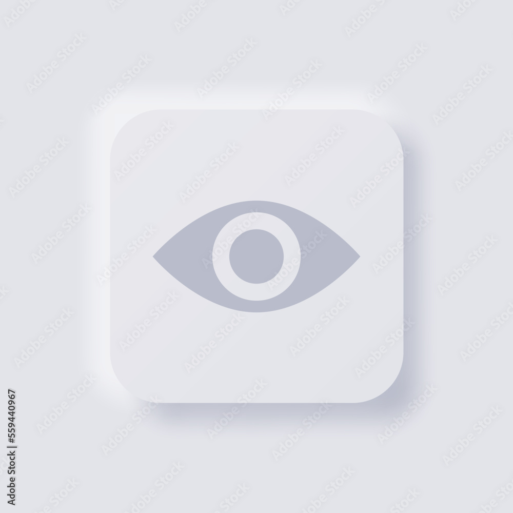 Eye Opener button icon, White Neumorphism soft UI Design for Web design, Application UI and more, Button, Vector. Eye Opener button icon, White Neumorphism soft UI Design for Web design, Application UI and more, Button, Vector.