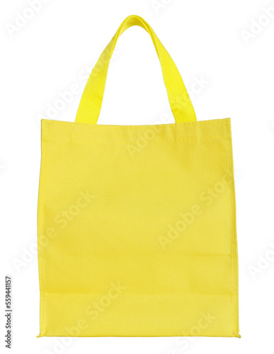 yellow canvas shopping bag isolated with clipping path for mockup