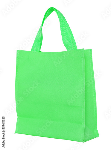 green canvas shopping bag isolated with clipping path for mockup