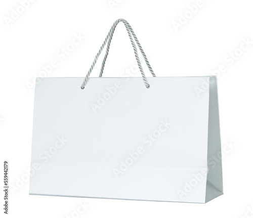 White paper shopping bag isolated with clipping path for mockup