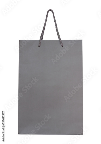 Gray paper bag isolated with clipping path for mockup