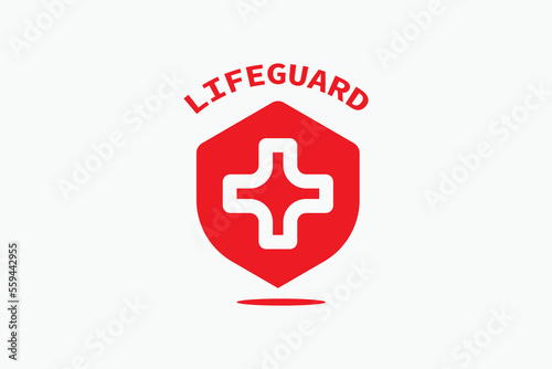 life guard logo design concept  in red design