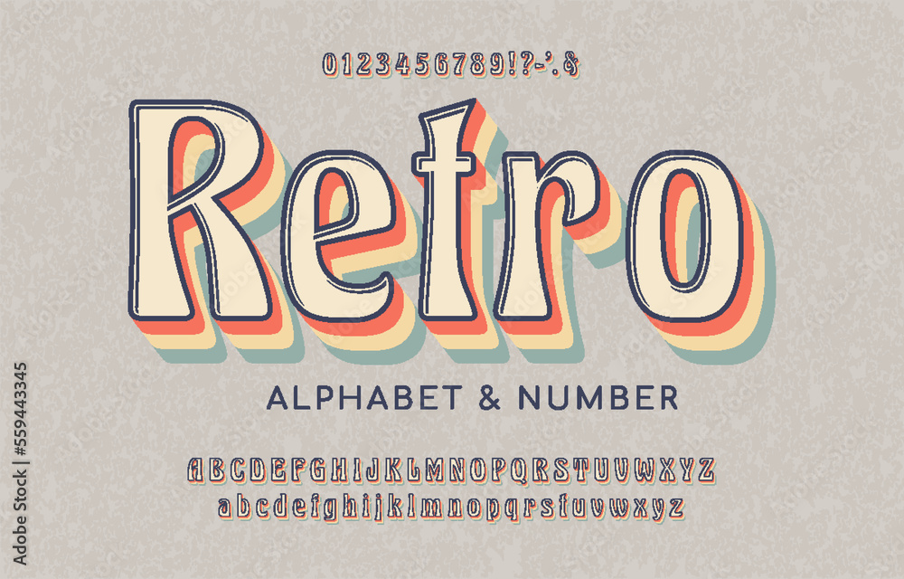 Stylized retro font and alphabet in retro 90s, 80s style. Vector ...