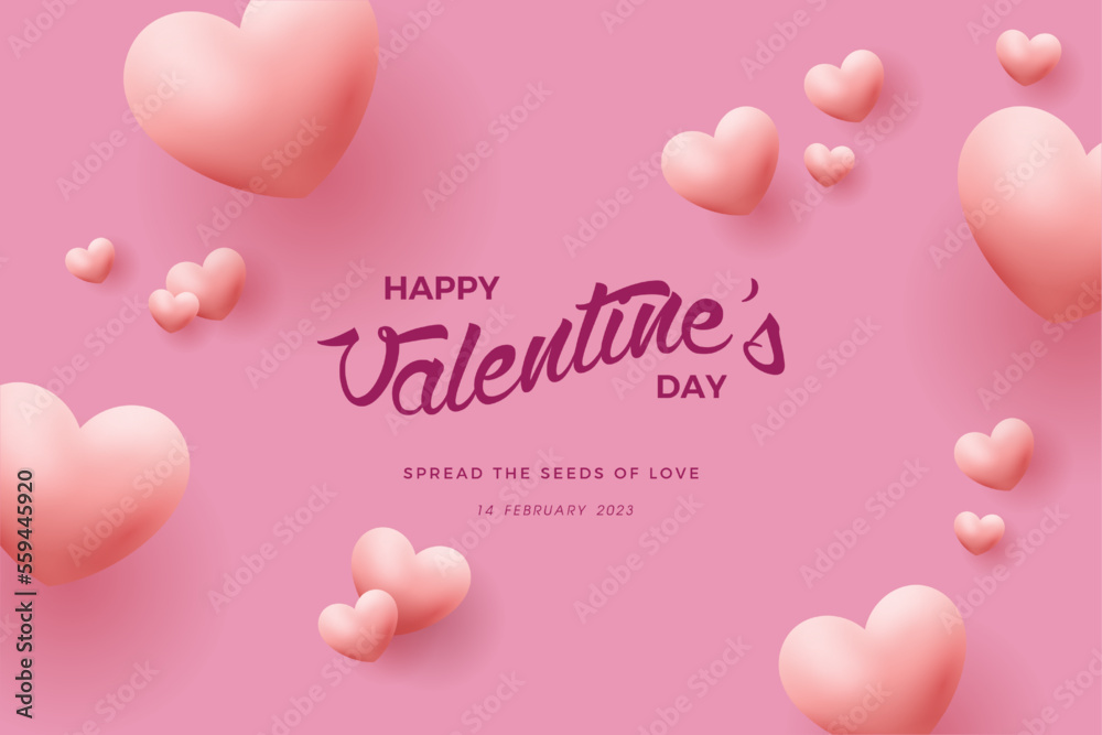 Valentines day background vector, Premium design with pink love balloons on soft pink background.