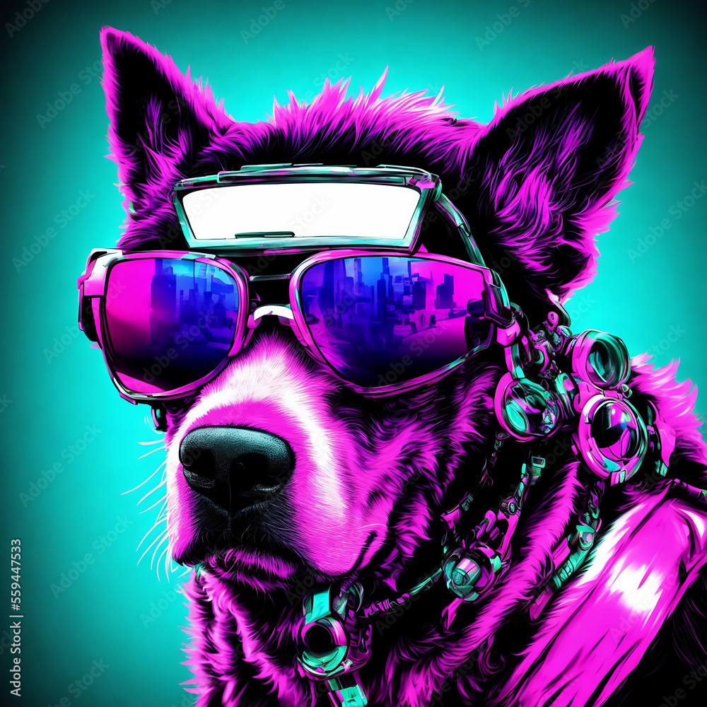 Cool,cyberpunk,dog,in,sunglasses,Generative,AI