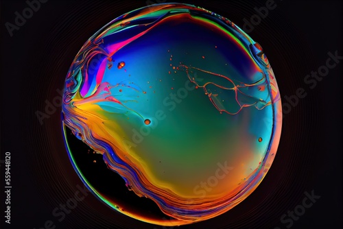 Foto Vivid multicolored circle created by iridescent oil