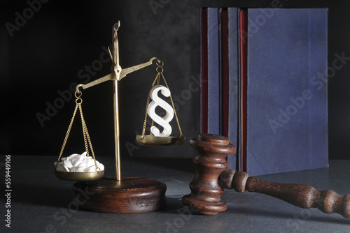 Law in medicine. Scales justice and pills on an abstract background. The concept of medical law and medical crimes. Scales of justice law forensic medicine scale, law balance icon and pills for health photo