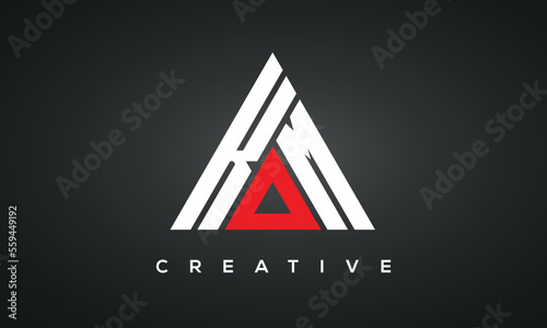 KOM monogram triangle logo design