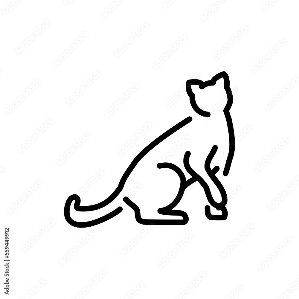 Happy cat sitting color line icon. Pictogram for web page