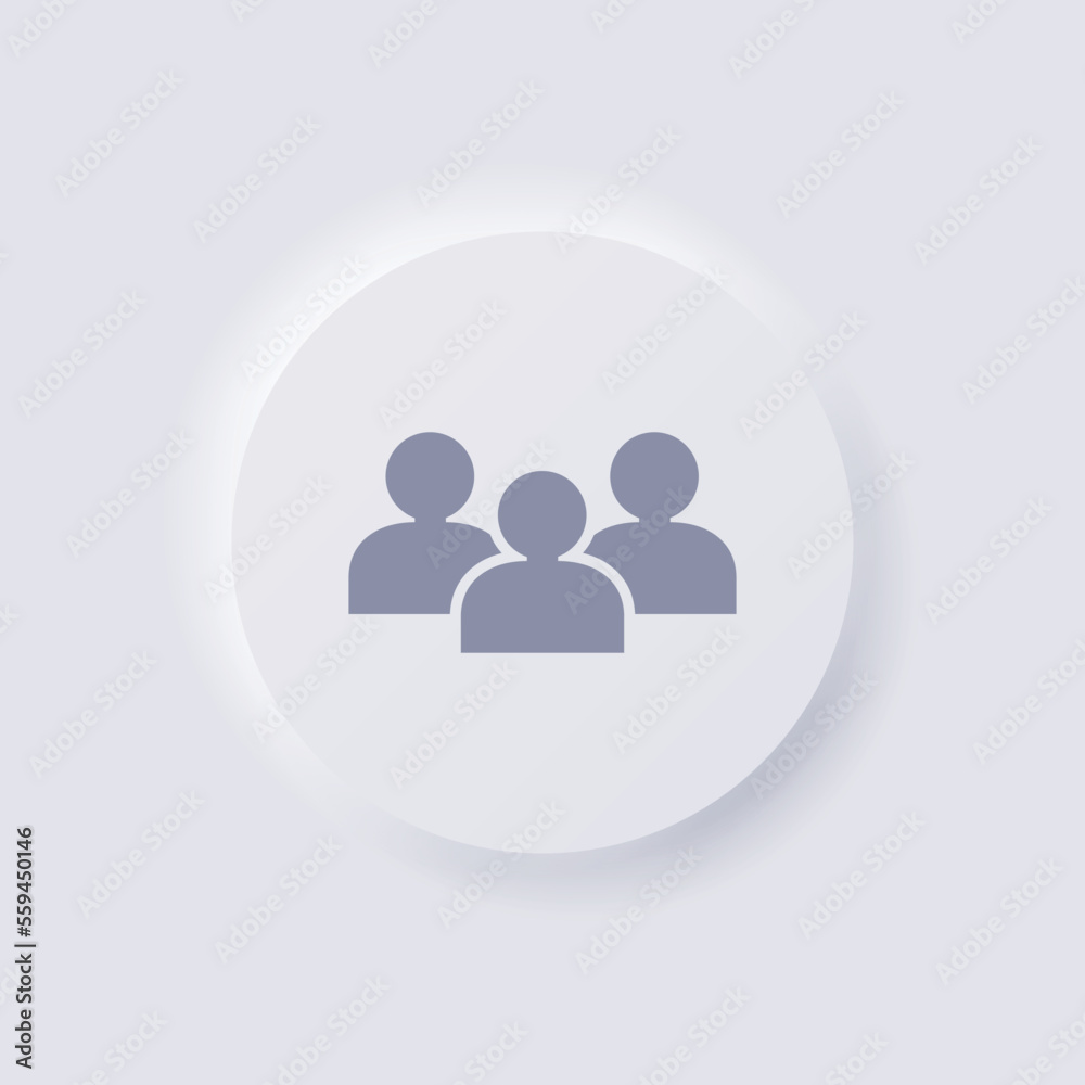 Group of people Icon, White Neumorphism soft UI Design for Web design, Application UI and more, Button, Vector. Group of people Icon, White Neumorphism soft UI Design for Web design, Application UI and more, Button, Vector.