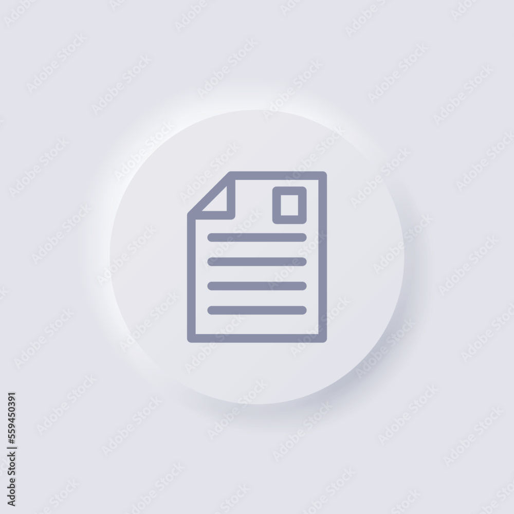 Paper icon, White Neumorphism soft UI Design for Web design, Application UI and more, Button, Vector. Paper icon, White Neumorphism soft UI Design for Web design, Application UI and more, Button, Vector.