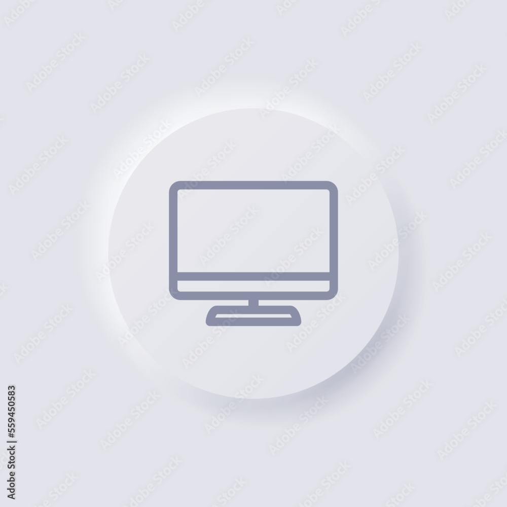 Computer monitor icon, White Neumorphism soft UI Design for Web design, Application UI and more, Button, Vector. Computer monitor icon, White Neumorphism soft UI Design for Web design, Application UI and more, Button, Vector.