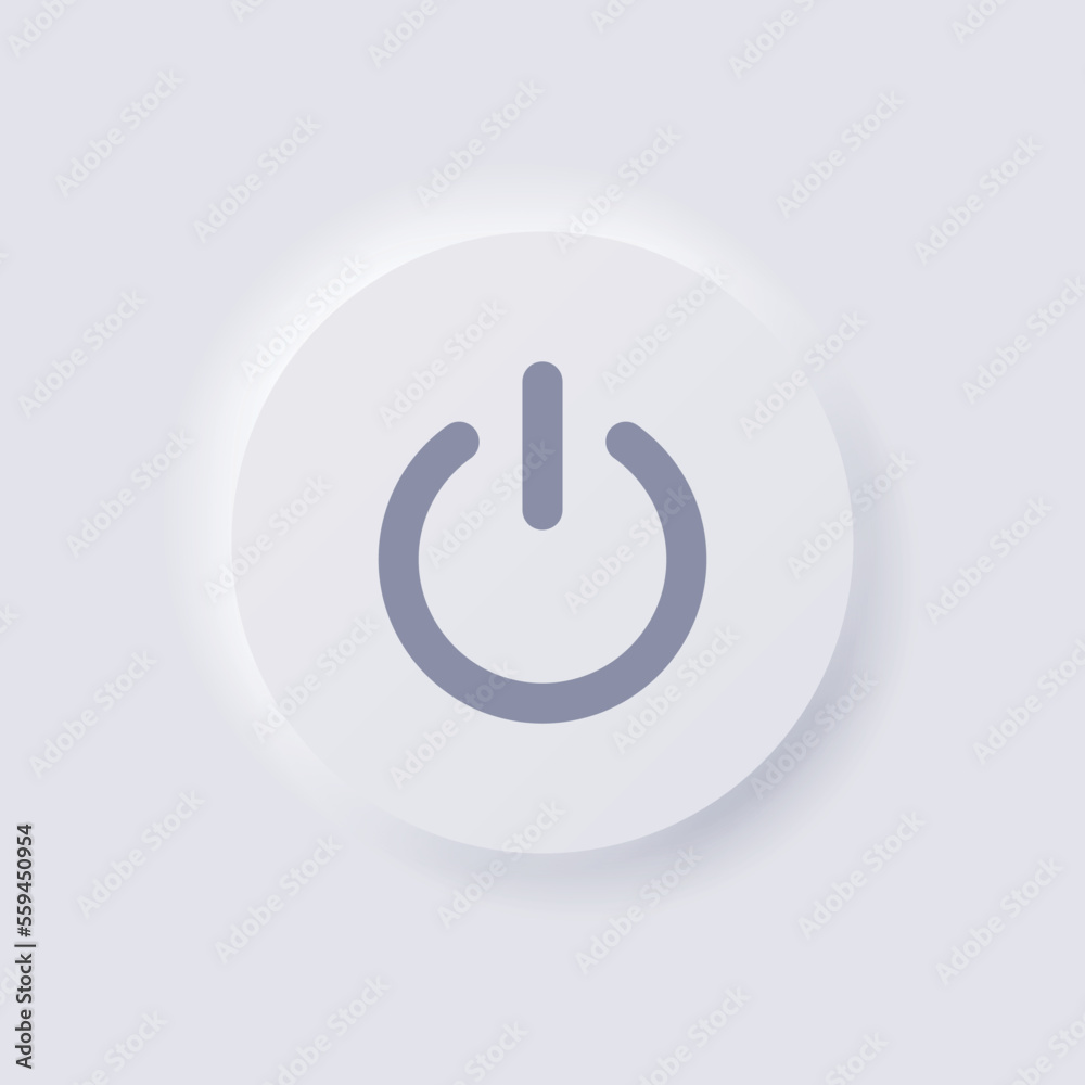Power button icon, White Neumorphism soft UI Design for Web design, Application UI and more, Button, Vector. Power button icon, White Neumorphism soft UI Design for Web design, Application UI and more, Button, Vector.