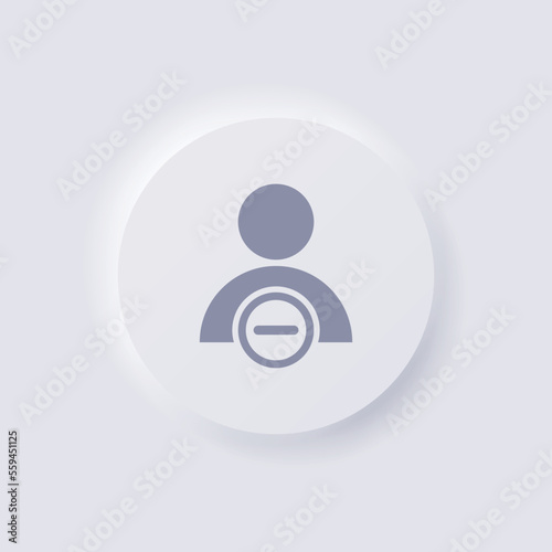 Person icon with minus symbol, White Neumorphism soft UI Design for Web design, Application UI and more, Button, Vector.