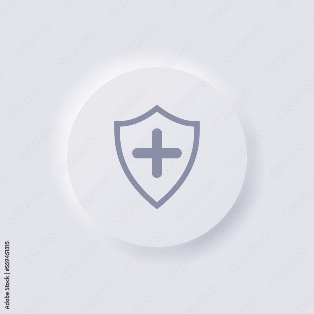 Shield icon, White Neumorphism soft UI Design for Web design, Application UI and more, Button, Vector. Shield icon, White Neumorphism soft UI Design for Web design, Application UI and more, Button, Vector.