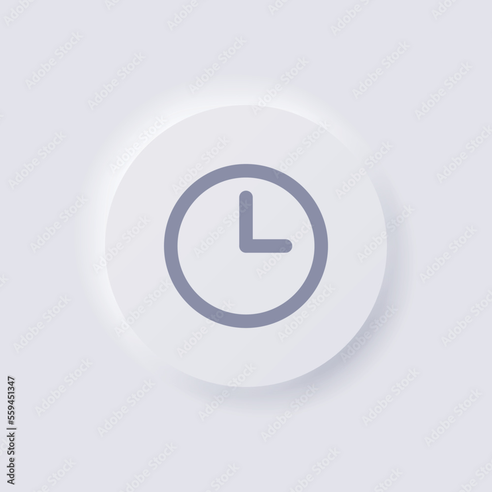 Analog clock icon, White Neumorphism soft UI Design for Web design, Application UI and more, Button, Vector. Analog clock icon, White Neumorphism soft UI Design for Web design, Application UI and more, Button, Vector.