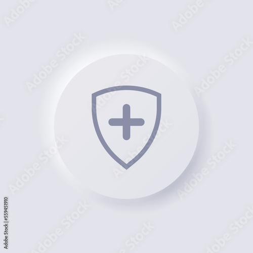 Shield icon, White Neumorphism soft UI Design for Web design, Application UI and more, Button, Vector.