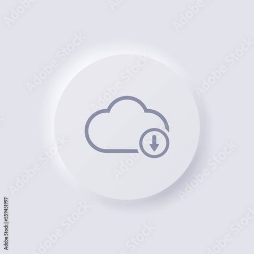 Cloud icon with Arrow symbol, White Neumorphism soft UI Design for Web design, Application UI and more, Button, Vector.