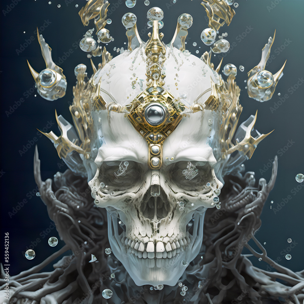 Human skull in steampunk cyberpunk style Human skull in steampunk cyberpunk style