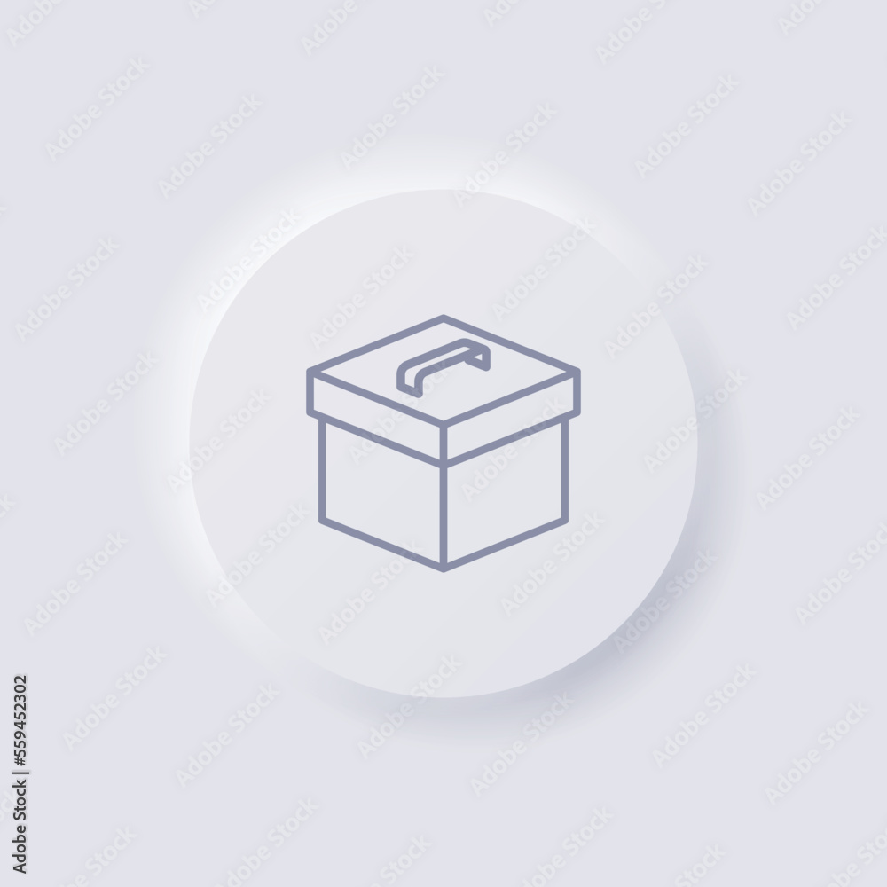 Obraz premium Box icon, White Neumorphism soft UI Design for Web design, Application UI and more, Button, Vector.