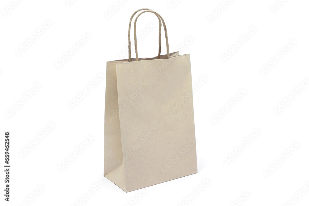 kraft paper bag on white background, isolated. kraft paper bag on white background, isolated.