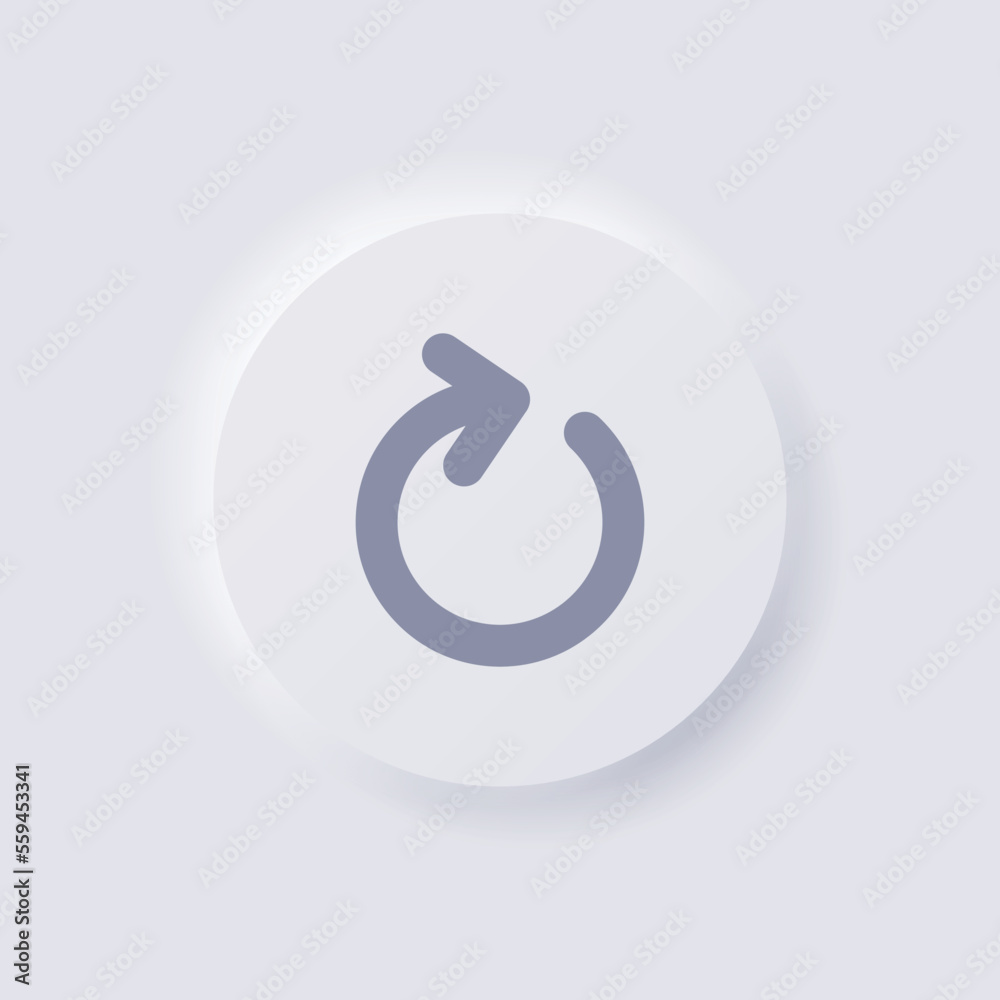 Circular arrow icon, White Neumorphism soft UI Design for Web design, Application UI and more, Button, Vector. Circular arrow icon, White Neumorphism soft UI Design for Web design, Application UI and more, Button, Vector.