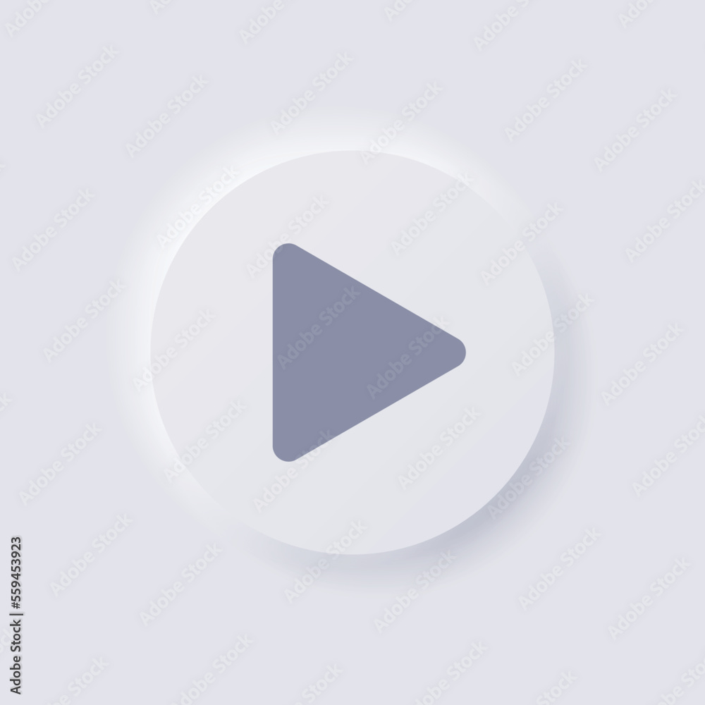Play button icon, White Neumorphism soft UI Design for Web design, Application UI and more, Button, Vector. Play button icon, White Neumorphism soft UI Design for Web design, Application UI and more, Button, Vector.
