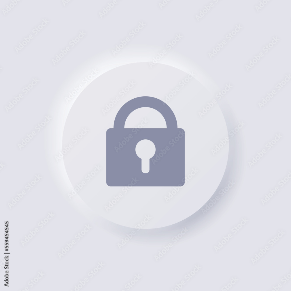 Padlock Icon, White Neumorphism soft UI Design for Web design, Application UI and more, Button, Vector. Padlock Icon, White Neumorphism soft UI Design for Web design, Application UI and more, Button, Vector.