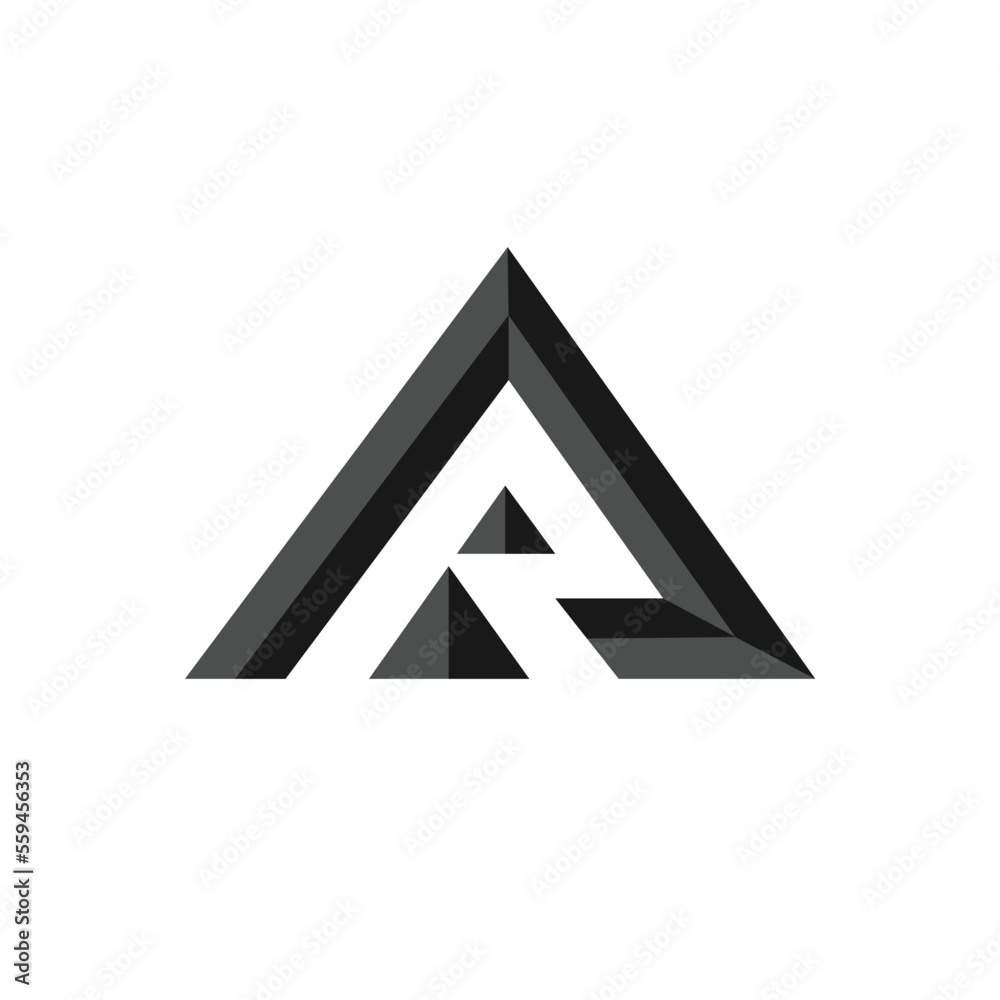 letter R logo with rock concept
