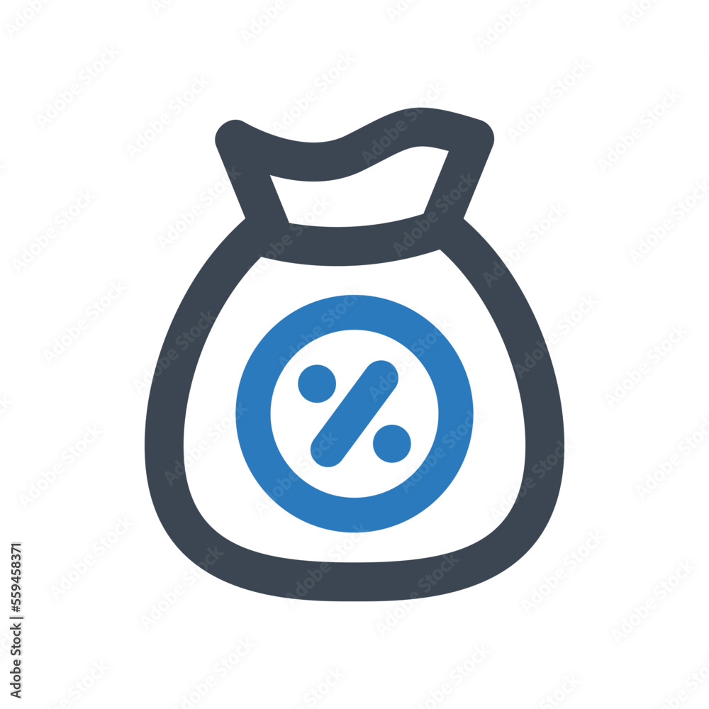 Loan Interest icon - vector illustration . Loan, Interest, Rate, Money bag, Money, Discount, Credit, Percent, Finance, line, outline, icons .