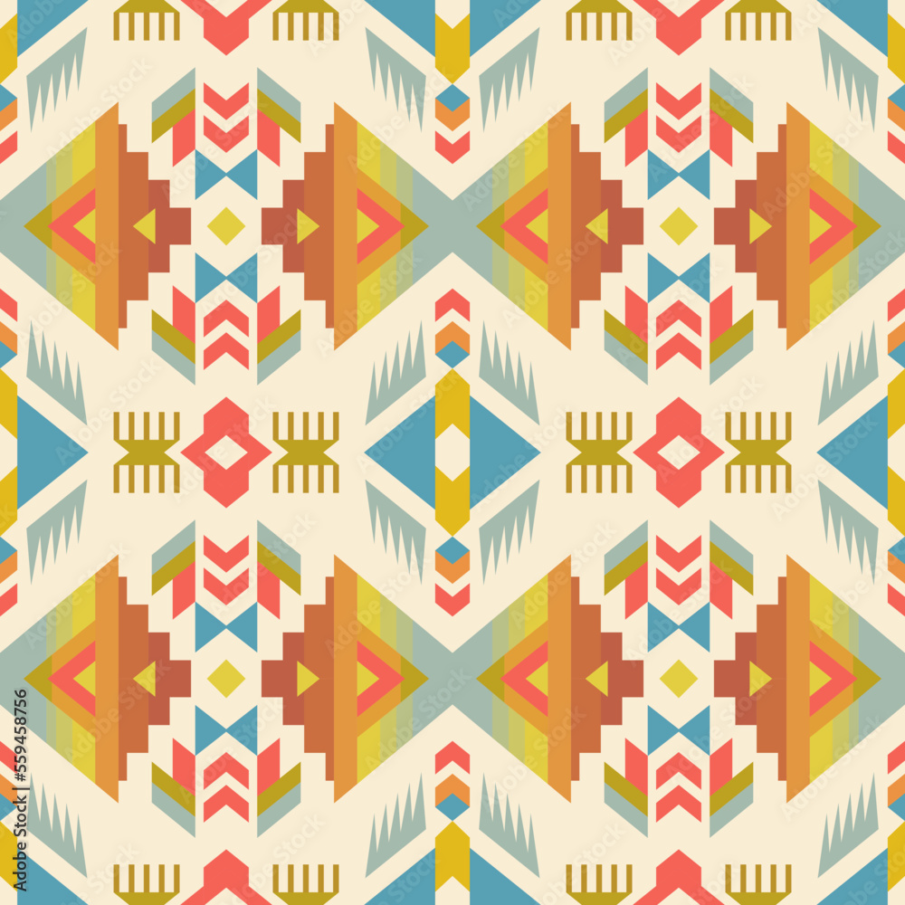Native American Southwest seamless pattern. Navajo print. Ethnic Geometric design wallpaper, fabric, cover, textile, rug, blanket.