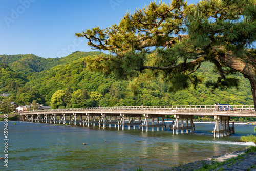 新緑の渡月橋・桂川