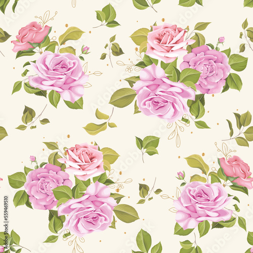 floral roses seamless pattern background © lukasdedi