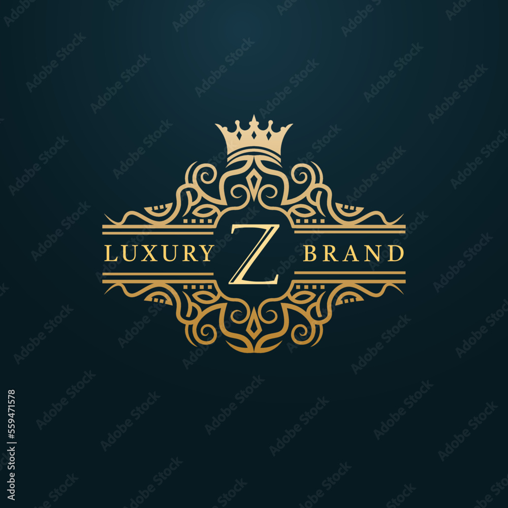 Obraz premium Luxury Gold Z Letter Logo. Luxury Logo Initial Letter Z Design