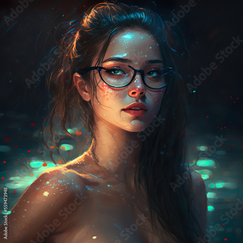 Beautiful girl in the river