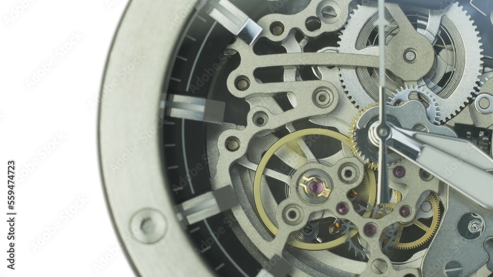 Stylish modern vintage retro design clock mechanism close-up