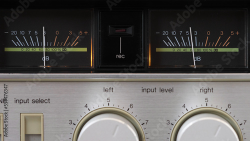 Detail of old radio needles moving