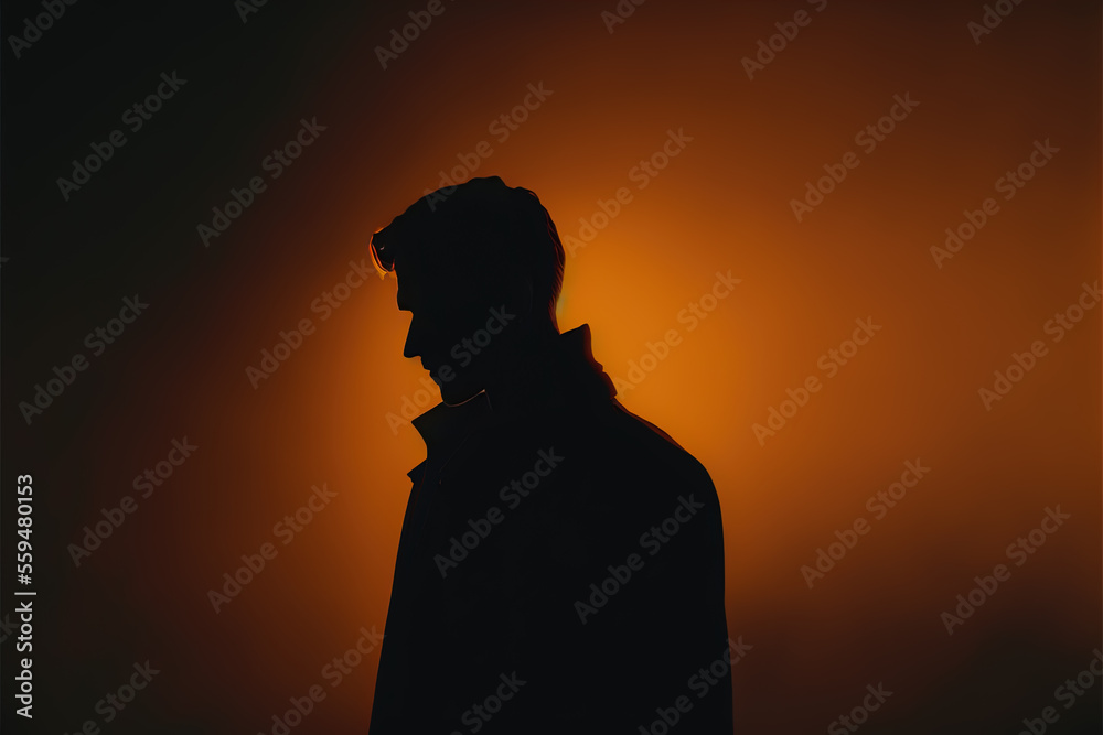silhouette of a men created with Generative AI technology