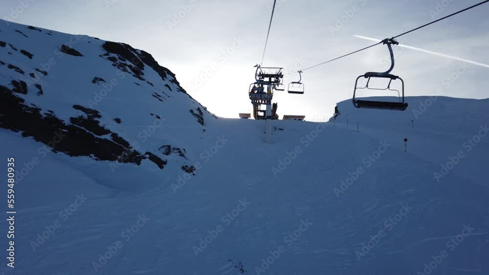 Ski lift at sunset at Penkenbahn, Mayhofen Ski lift at sunset at Penkenbahn, Mayhofen