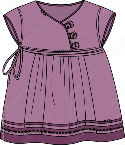 DRESS WITH HALF SLEEVE FOR KID GIRLS WEAR VECTOR