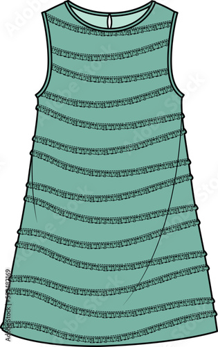 FRILLED DRESS FOR GIRLS AND WOMEN WEAR VECTOR photo