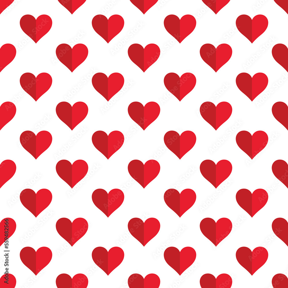 Vector simple seamless pattern with red hearts. Repeatable background for Valentine`s day. Fashion love print